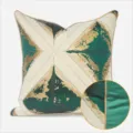 Green gold foil geometric throw pillow cover modern luxury sofa cushion case variant - Green Cross Pattern AB Style With Piping