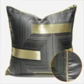 Housse de coussin carrée à rayures noires et dorées, design minimaliste moderne et élégant. - 40x60cm avec Rembourrage en Coton PP / Style Passepoil Gris Noir