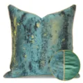 Green gold-stamped abstract pattern cushion cover, modern luxury square pillowcase for sofa. - Green Abstract AB with Piping