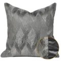 Fodera per cuscino decorativo grigio scuro geometrico moderno con dettaglio tessuto. - 40x60cm (Grande Cuscino Lombare con Imbottitura in Cotone PP) / Design AB grigio scuro, senza bordino