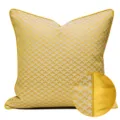 Yellow geometric patterned throw pillow, modern sofa cushion with elegant yellow piping trim. - 30x50cm (Small Lumbar Pillow Cover Only) / Yellow AB Piping Style
