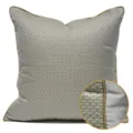 Modern minimalist grey-brown throw pillow with elegant scallop pattern and gold piping detail. - 30x50cm Cushion Cover Only / Grey-Brown with Piping