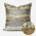 Lussuosa fodera per cuscino dorata con onde, elegante federa geometrica per divano moderno. - 40x60cm (Grande Cuscino Lombare con Imbottitura in Cotone PP) / Astratto caffè dorato fronte-retro con bordo