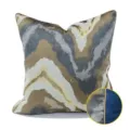 Blue gray abstract throw pillow cover modern luxury square cushion for home office - 30x50cm (Small Lumbar Pillow Cover Only) / Blue Gold AB Style With Piping (Random Pattern)
