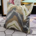 Blue grey abstract square pillowcase modern luxury cushion cover for modern living room decor - 30x50cm (Small Lumbar Pillow Cover Only) / Blue Gold AB Without Piping