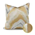 Modern luxury abstract square pillowcase, grey gold decorative cushion cover for home sofa. - 30x50cm (Small Lumbar Pillow Cover Only) / Champagne Gold AB With Piping