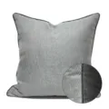Blue grey striped throw pillow cover modern decorative cushion for sofa living room 45x45 - Piped Style / 30x50cm (Small Lumbar Pillow Cover Only) / Dark Gray Stripes