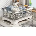 Stainless steel dish drying rack kitchen organizer with a water drain tray and chopstick holder. - 304 Stainless Steel Storage Basket (Small)