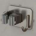 Schießgrauer Edelstahl Mopp und Besen Wandhalterung Mehrzweck Halter Klammer mit Haken - Quadratische Basis Mit Haken Einzelclip / 1 Stück / Gunmetal
