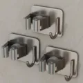 Edelstahl Mopp und Besen Wandhalterung Halter lochfreier multifunktionaler Badezimmerregal - Quadratische Basis Mit Haken 3er Set / 3er-Set / Gunmetal