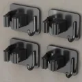 Dunkelgrauer Mopp Wandhalterung Haken Ohne Bohren Besen Halterung Badezimmer Ablage - Quadratische Basis Mit Haken 4er Set / 4er-Set / Schwarz