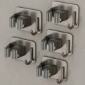 Grauer Mopp Halter Wandmontage lochfrei Besen Halterung Haken 5 Stk fur Badezimmer Kuche - Quadratische Basis Mit Haken 5er Set / 5 Stück / Gunmetal