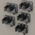 Grauguss Wandhalterung Mopp Besen Halter Klemme lochfrei Haushaltslager Haken fur Bad - Quadratische Basis Mit Haken 5er Set / 5 Stück / Schwarz