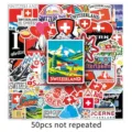 50 stuks Zwitserland stickers pakket, waterdichte vinyl sticker voor koffer laptop. - Zwitsers Landschap / Verpakking van 50