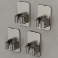 Wandhalterung aus gunmetal Edelstahl fuer Mopp Besen, bohrfrei, multifunktionaler Haken Set. - Quadratische Basis 4er Set / 4er-Set / Gunmetal