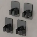 Wandhalterung fuer Mopp und Besen, grauer Edelstahl Wandhalter moebelfrei 4er Set - Quadratische Basis 4er Set / 4er-Set / Schwarz