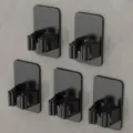 Wandhalterung Mopp Besen Halterung gunmetal grau Haken selbstklebend Badezimmer Organizer - Quadratische Basis 5er Set / 5 Stück / Schwarz