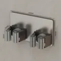 Edelstahl Mopp und Besen Halter wandmontierte Doppel-Clip Organizer in Gun-Grey Farbe 140x80mm - Doppelhaken Einzelclip / 1 Stück / Gunmetal