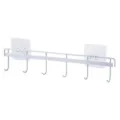 Colgador adhesivo de pared con seis ganchos para organizar la cocina y el baño eficazmente. - Blanco