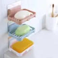 Wall-mounted soap dish with drainage, creative suction cup soap holder for bathroom. - Random Color