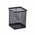 Black square metal mesh pen holder, desktop office organizer for stationery storage. - Square / Black