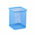 Blue square metal mesh pen holder, desktop pencil cup office stationery organizer stand. - Square / Blue