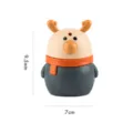 Cute cartoon deer toothpick dispenser, press style holder, grey and orange variant model - Dark Blue