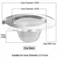 Stainless Steel Sink Strainer Wide Edge Mesh Anti-Clogging Kitchen Drain Filter - Soft Mesh - Approx. 5cm Outer Diameter