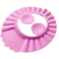 Adjustable pink baby shower cap waterproof kids hair washing hat with ear protection. - Pink - With Ear Flaps