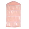 Pink 16-pocket hanging storage bag for closet organization, socks and underwear storage. - Pink