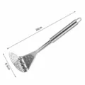 Stainless steel potato masher with L-shaped round holes and ergonomic handle for kitchen. - Stainless Steel Potato Masher