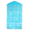 16-pocket hanging organizer, clear pocket storage bag for underwear, socks, and wardrobe. - Blue