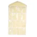 Hanging storage organizer with 16 clear pockets for wardrobe, underwear, socks, and small items. - Beige