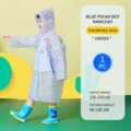 Impermeable de lunares para niños, poncho de lluvia de viaje al aire libre portátil y grueso. - Niños / Niños Azul