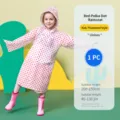 Impermeable de lunares para niños con capucha poncho de lluvia largo para viajes exteriores - Niños / Rojo Niños