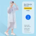 Impermeable largo de lunares azules para adultos, poncho de lluvia exterior grueso para mujer. - Adulto / Azul adulto