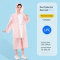 Impermeable largo de lunares para adultos con capucha unisex ligero portatil poncho senderismo - Rojo Adultos
