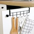Black over the cabinet door hook 5 hooks metal hanging rack for kitchen storage organization. - Regular 2.1cm Width / Black