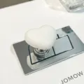 Heart-shaped toilet flush button extender, white heart toilet tank push accessory SKU. - White