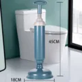 Blue heavy duty toilet plunger with stainless steel rod and powerful suction cup. - Nordic Blue