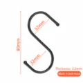 Black metal S hook for clothes wardrobe single hanging rod 80mm durable utility hanger - Medium - 3 Inch / Black