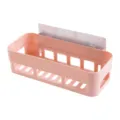 Panier de Rangement Mural Rose, Étagère Organisateur de Salle de Bain en Plastique - Carré / Rose