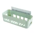 Panier de rangement mural en plastique vert clair sans perage etagere de salle de bain - Carré / Vert