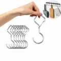 Stainless steel S hooks with secure buckle design, perfect for kitchen and closet organization. - Diamond S Hook / Silver