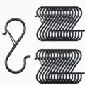Black S hooks with safety buckle for kitchen storage, durable metal hanging hooks set pack. - Classic S Hook / Black