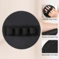 Exfoliating bath sponge pad with hand strap, natural rubber body scrubber for gentle cleaning. - Hand Gesture Style / Bag Packaging / Black