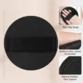 Black round rubber bath sponge with anti-slip hand strap for effortless dead skin exfoliation. - Elastic Band Style / Bag Packaging / Black