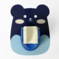 Cute bear shower head holder, punch-free adjustable bathroom spray wand wall bracket - Blue