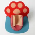 Punch-free cute cartoon paw shower head holder, wall-mounted adjustable bathroom bracket - Red