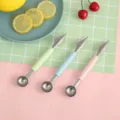 Stainless steel fruit melon baller and carving knife set dual-end watermelon scooping spoon. - Random Color